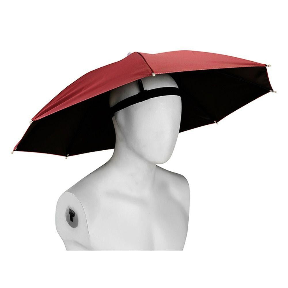 Umbrela de Cap, Klevo, Diametru 69 cm, Banda Elastica de Cap, Protectie UV/Ploaie, Rosu Inchis