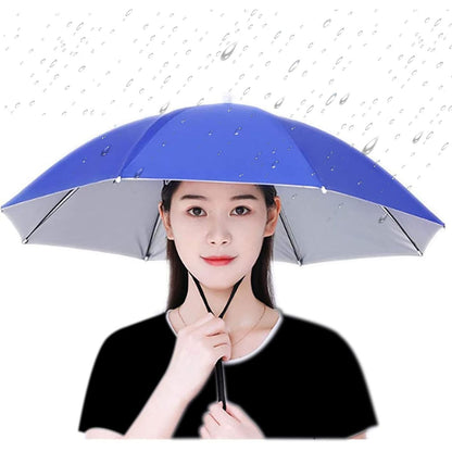 Umbrela de Cap, Klevo, Diametru 69 cm, Snur Reglabil de Cap, Protectie UV/Ploaie, Albastru Inchis