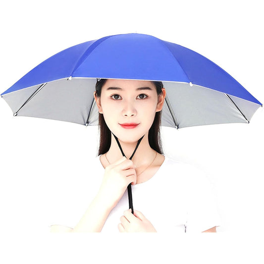 Umbrela de Cap, Klevo, Diametru 69 cm, Snur Reglabil de Cap, Protectie UV/Ploaie, Albastru Inchis