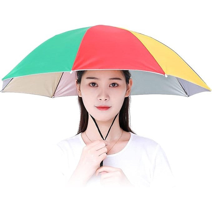 Umbrela de Cap, Klevo, Diametru 69 cm, Snur Reglabil de Cap, Protectie UV/Ploaie, Curcubeu