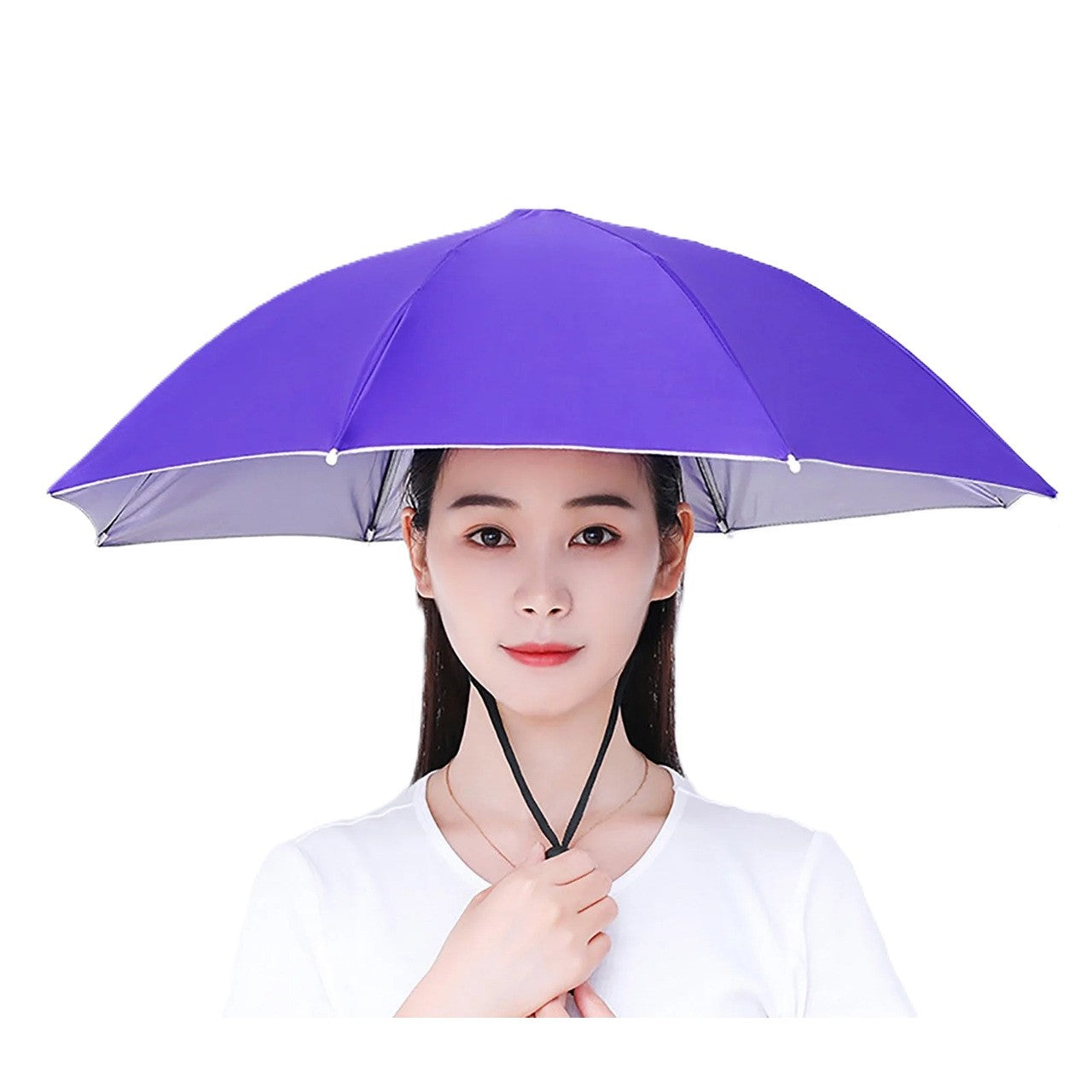 Umbrela de Cap, Klevo, Diametru 69 cm, Snur Reglabil de Cap, Protectie UV/Ploaie, Mov