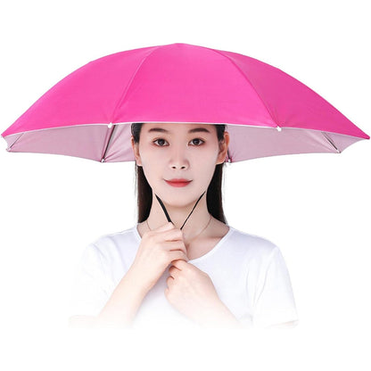Umbrela de Cap, Klevo, Diametru 69 cm, Snur Reglabil de Cap, Protectie UV/Ploaie, Roz