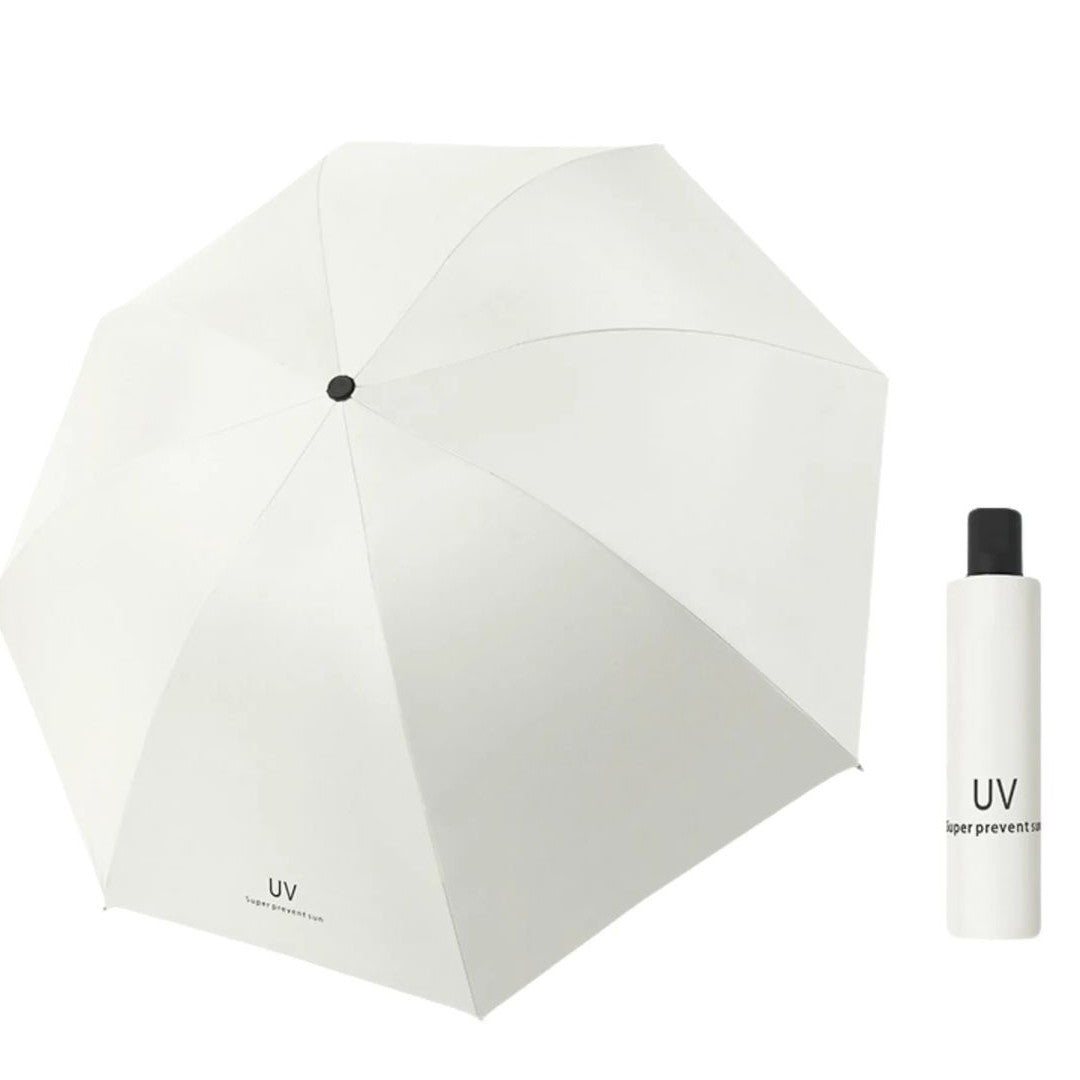 Umbrela de Ploaie Unisex, Klevo, cu Protectie UV Soare, Rezistenta la Vant si Ploaie, Pliabila, din Vinil si Otel, 96 x 67 cm, Bej deschis