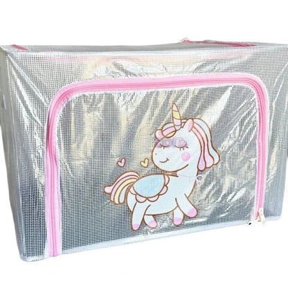 Cutie de Depozitare, Klevo, pentru Camera Copiilor, 66L, din PVC, Model Unicorn, 50 x 40 x 33 cm, Transparent