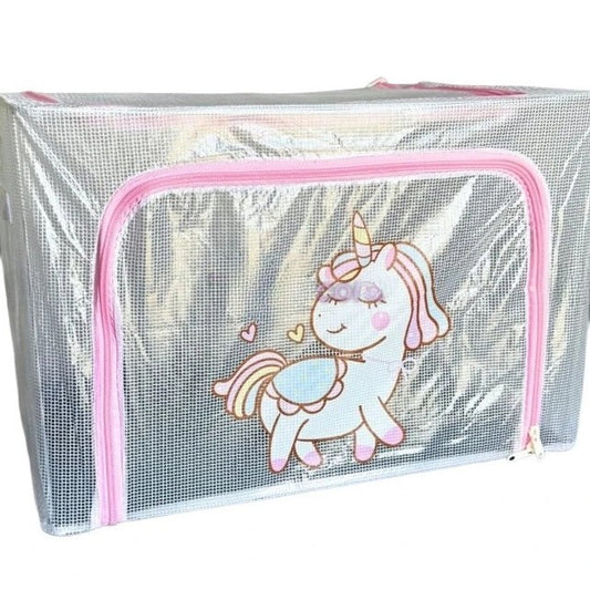 Cutie de Depozitare, Klevo, pentru Camera Copiilor, 66L, din PVC, Model Unicorn, 50 x 40 x 33 cm, Transparent