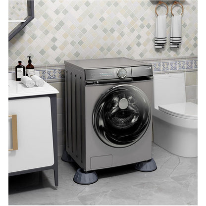 Set de 4 Picioare Antivibratii, Klevo, 8 cm, Gri, cu Ventuza Cauciuc, Instalare Rapida, pentru Masina de Spalat, Uscator sau Frigider