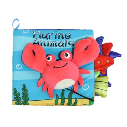 Carte Senzoriala, Klevo, pentru Bebelusi, 15x16x4 cm, cu Animalute, 3D, Cu Sunete si Fosnete, 0-3 Ani, Model Crab, Multicolor