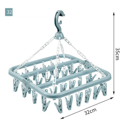 Uscator de rufe Klevo, 32 de cleme, Plastic, Pliabil, rotire 360 grade, 32x32 cm, Albastru