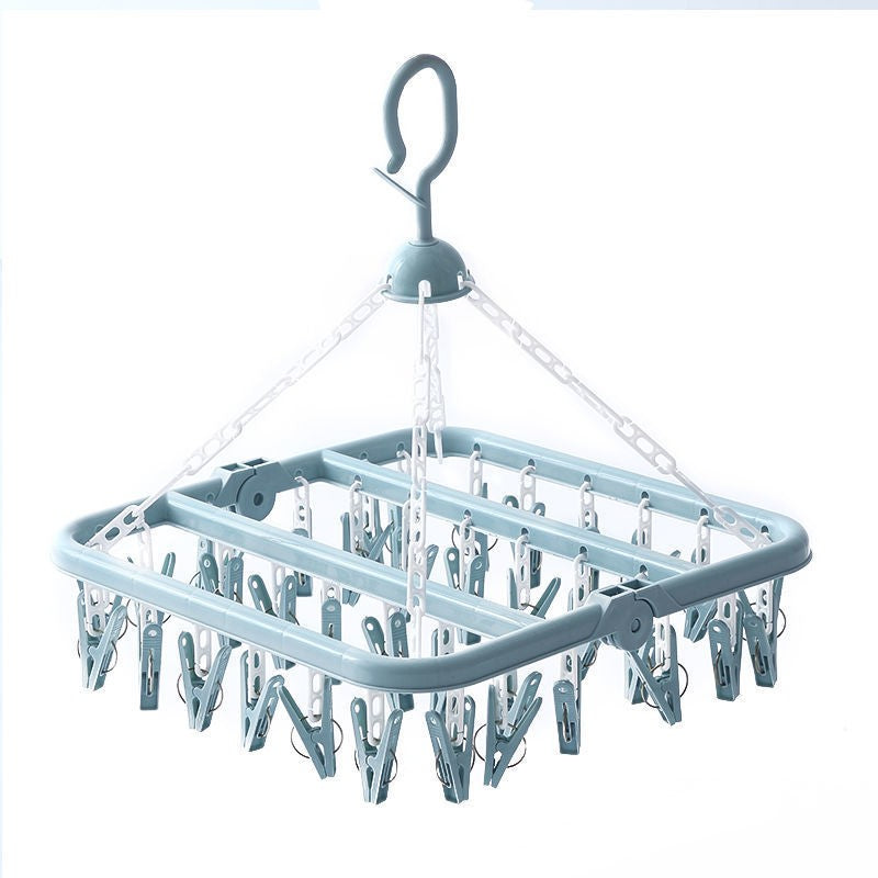 Uscator de rufe Klevo, 32 de cleme, Plastic, Pliabil, rotire 360 grade, 32x32 cm, Albastru