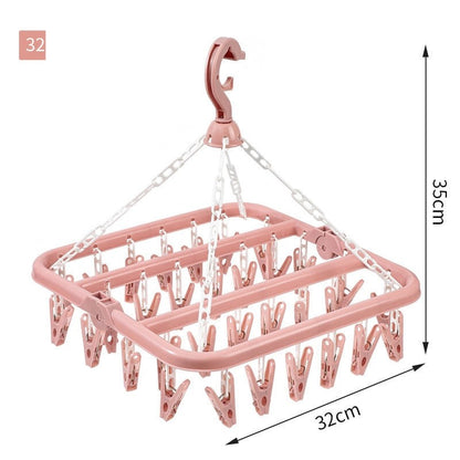 Uscator de rufe Klevo, 32 de cleme, Plastic, Pliabil, rotire 360 grade, 32x32 cm, Roz