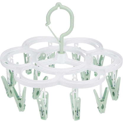 Uscator de Rufe Suspendat Klevo, cu 16 Carlige, Rotire 360 Grade, Mateiral Plastic, Usor de Depozitat, Multifunctional, 26 x 21 cm, Verde