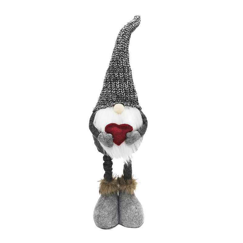 Figurina Decorativa, Pentru Craciun, Klevo, Spiridus, Omul Padurii Indragostit, Picioare Telescopice, Inaltime reglabila 42 - 52 cm, Gri