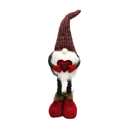 Figurina Decorativa, Pentru Craciun, Klevo, Spiridus, Omul Padurii Indragostit, Picioare Telescopice, Inaltime reglabila 42 - 52 cm, Rosu