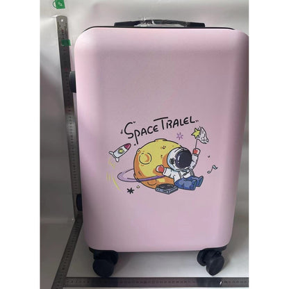 Troler de Calatorie, Klevo, 56 x 35 x 22 cm, 4 Roti, Maner Reglabil, din ABS, cu Fermoar, Blocare cu Cod, Impermeabil, Model Astronaut, Roz