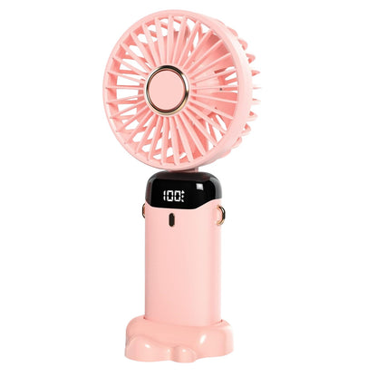Ventilator Ultra Portabil cu Aromaterapie, Klevo, 3 in 1, de Mana, de Birou, de Gat, 5 Trepte de Viteza, Incarcare USB, Autonomie 12h, Pliabil, cu Ecran LCD, Roz