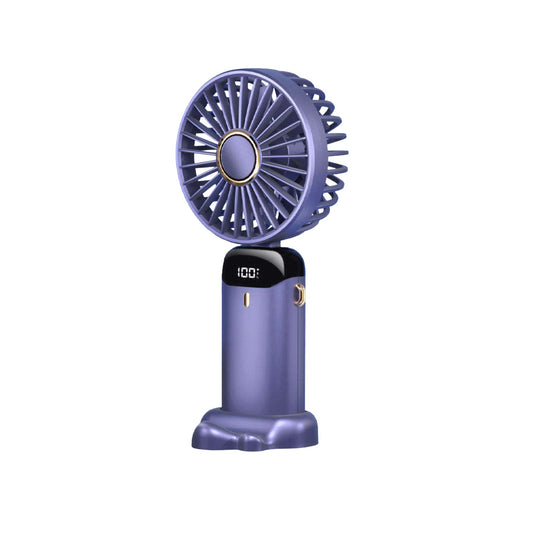Ventilator Ultra Portabil cu Aromaterapie, Klevo, 3 in 1, de Mana, de Birou, de Gat, 5 Trepte de Viteza, Incarcare USB, Autonomie 12h, Pliabil, cu Ecran LCD, Mov