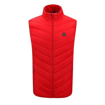 Vesta cu Incalzire, Klevo, Unisex, 2 Zone de Incalzire, Umplutura Bumbac, 3 Trepte de Temperatura, Incarcare USB, Rosu, 45 - 58 kg, Marime L