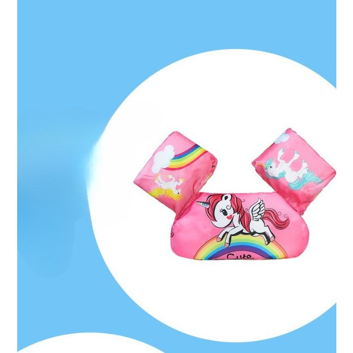 Vesta de salvare pentru copii cu aripioare de inot, Klevo, Roz, Model unicorn