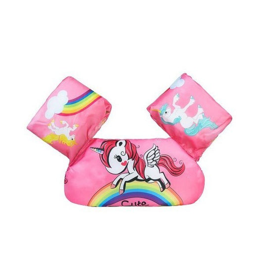 Vesta de salvare pentru copii cu aripioare de inot, Klevo, Roz, Model unicorn