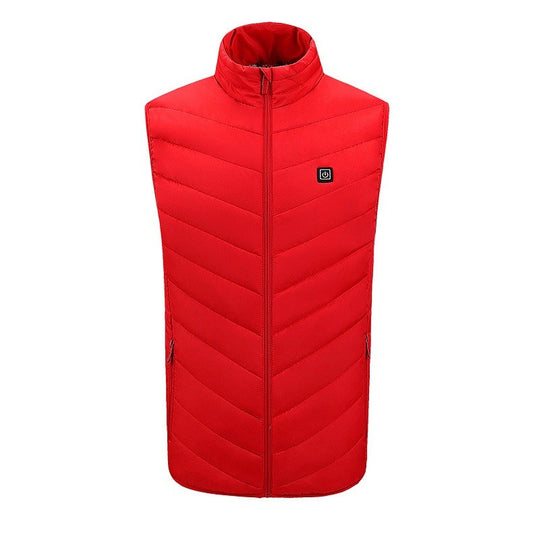 Vesta cu Incalzire, Klevo, Unisex, 2 Zone de Incalzire, Umplutura Bumbac, 3 Trepte de Temperatura, Incarcare USB, Rosu, 58 - 65 kg, Marime XL