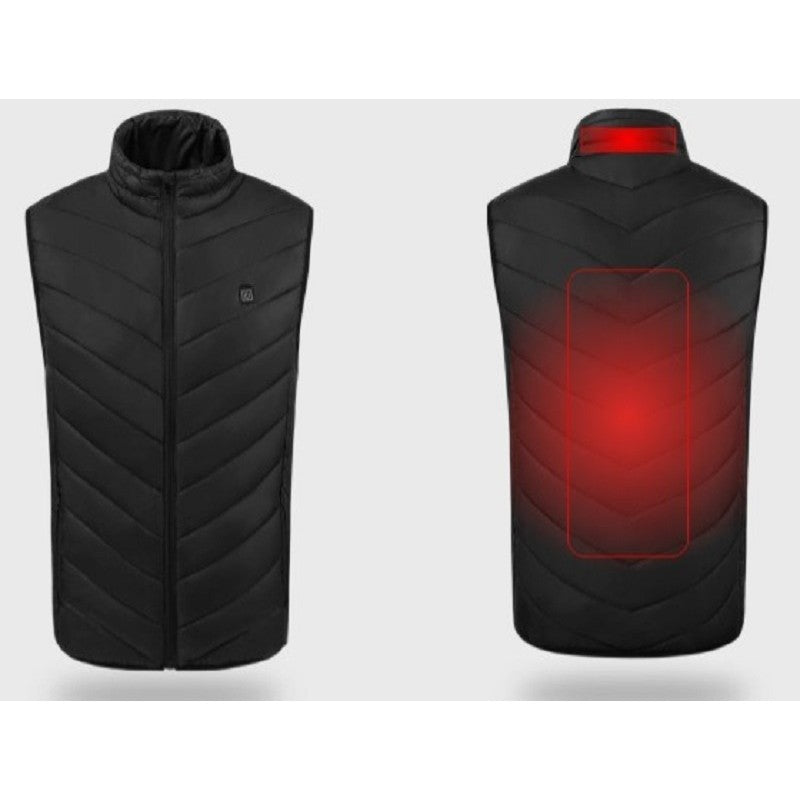 Vesta Inteligenta Incalzita, Klevo, Unisex, 2 Zone de Incalzire, Umplutura Bumbac, 3 Trepte de Temperatura, Incarcare USB, Negru, 45 - 50 kg, Marime M