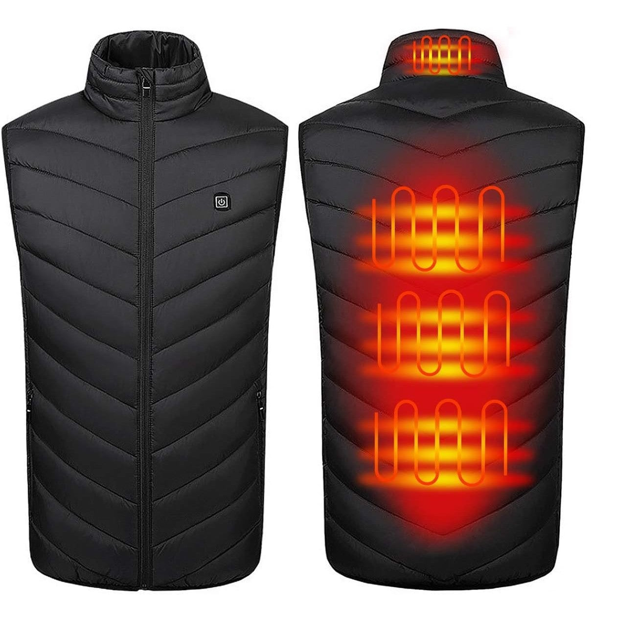 Vesta Inteligenta Incalzita, Klevo, Unisex, 2 Zone de Incalzire, Umplutura Bumbac, 3 Trepte de Temperatura, Incarcare USB, Negru, 65 - 75 kg, Marime XXL