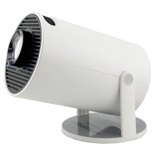 Video Proiector Portabil cilindric HY300PRO+, Klevo, Inteligent, ULTRA HD 1920 x 1080, Wireless, Compatibil cu Android/iOS, 13 x 11 x 9 cm, Alb