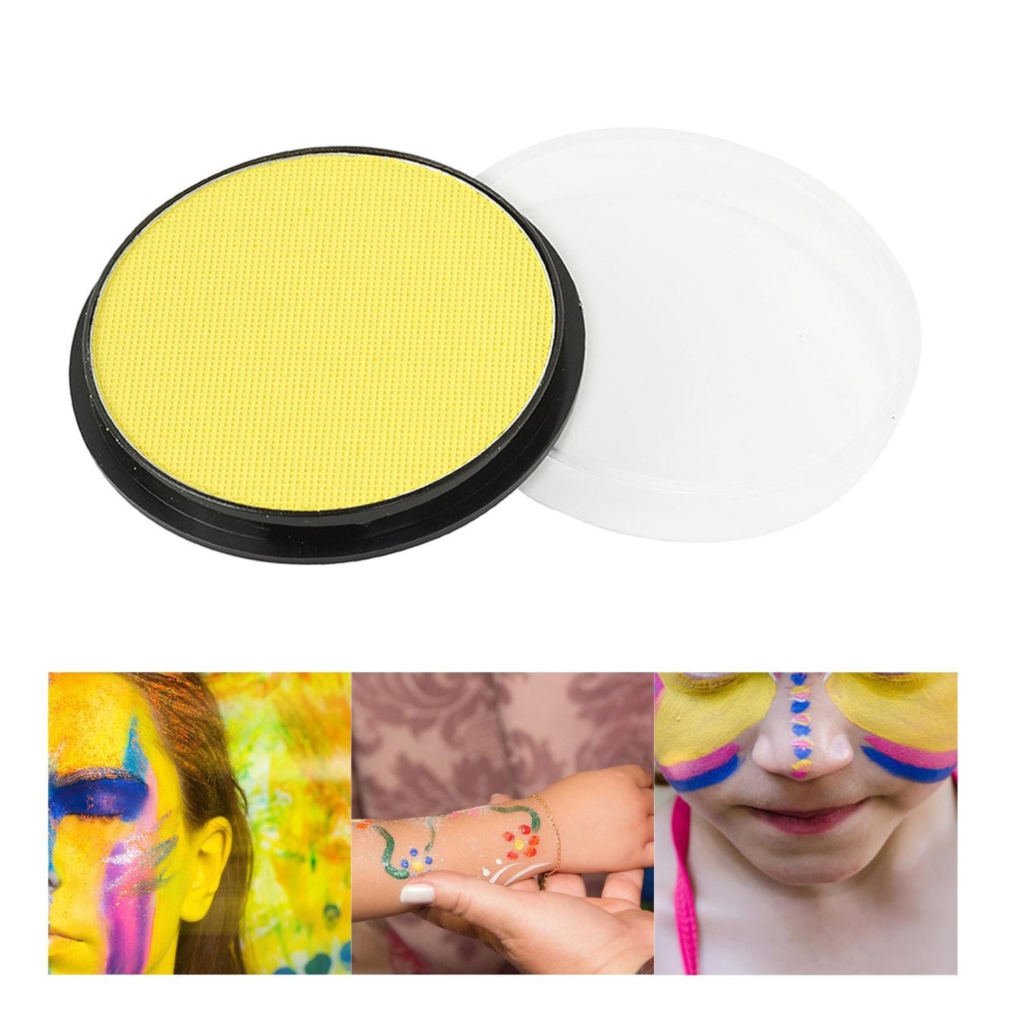 Vopsea pentru Fata si Corp, Klevo, cu Pigment Fosforescent, 30 g, Activare cu Apa, Galben