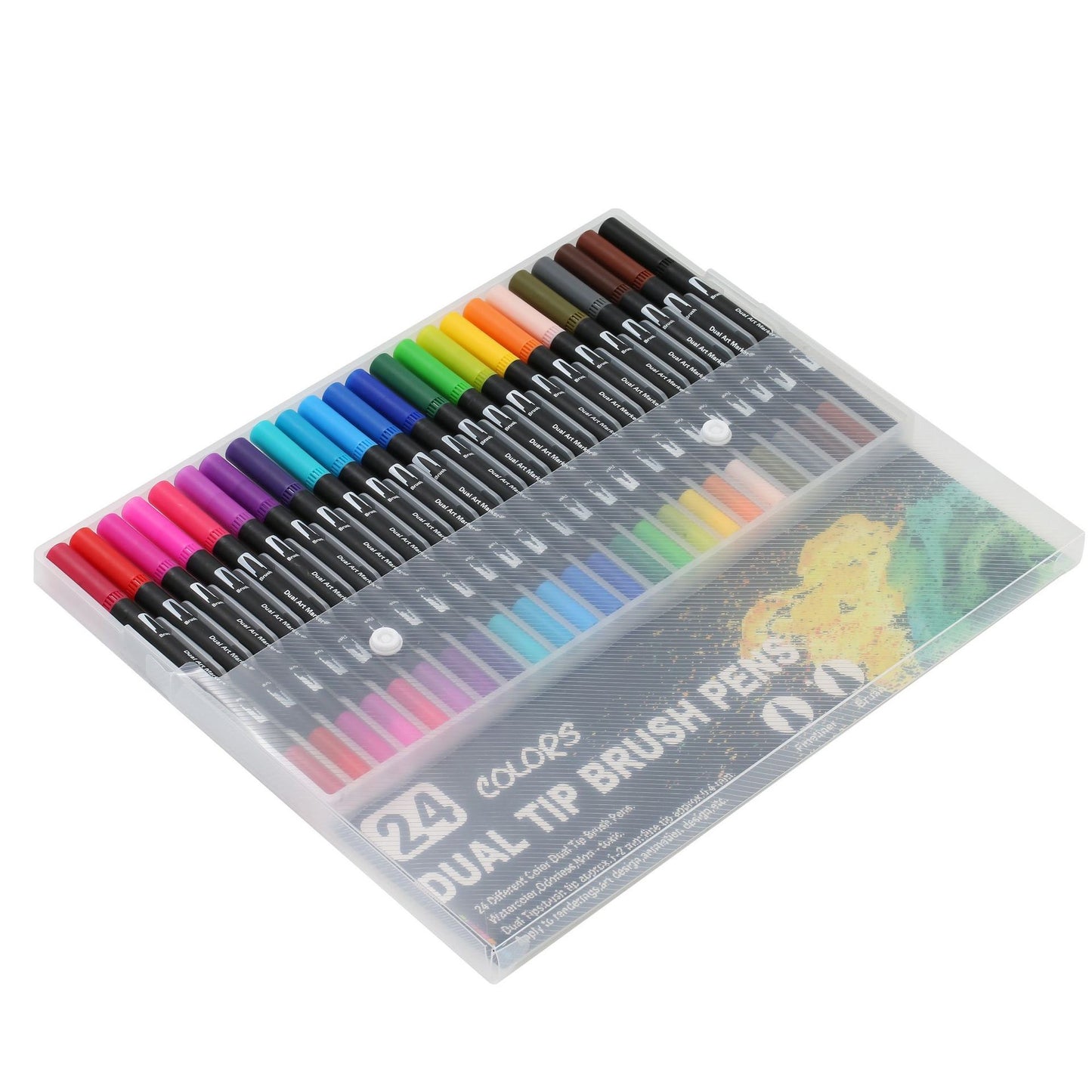 Set 24 Carioci, Klevo, pe Baza de Apa, 2 Tipuri de Varf, 1-2 mm, 0.4 mm, Corp Carioca Negru, din Plastic, Multicolor