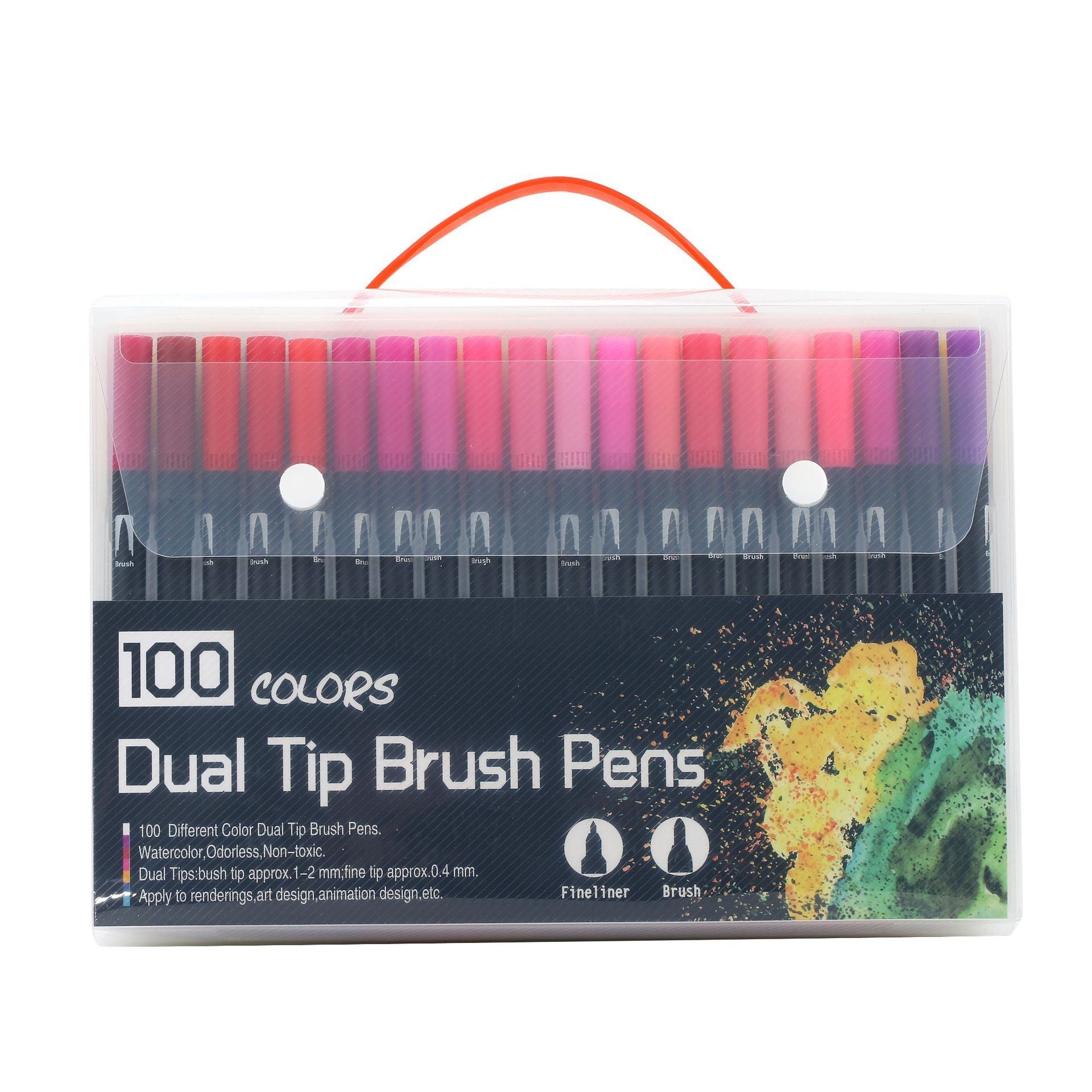 Set 100 Carioci, Klevo, pe Baza de Apa, 2 Tipuri de Varf, 1-2 mm, 0.4 mm, Corp Carioca Negru, din Plastic, Multicolor