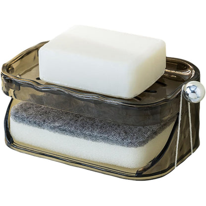 Savoniera Dubla, Klevo, 2 Straturi, Instalare fara Perforare, Agatatoare Burete, 13.5 x 8.5 x 6 cm, Gri