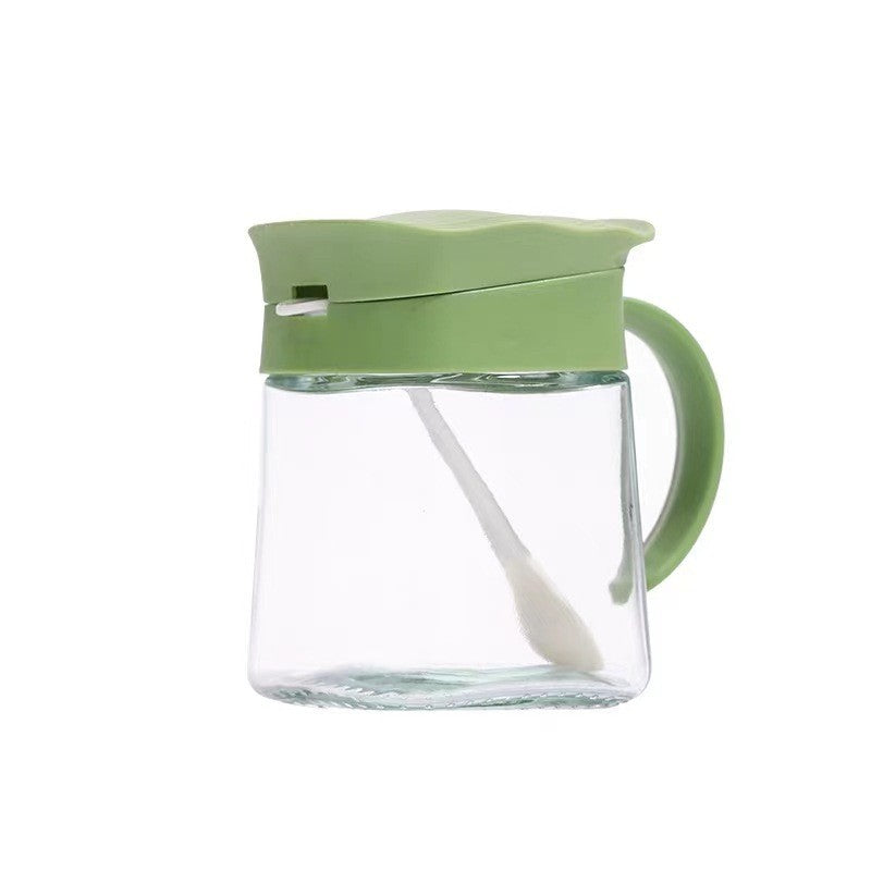 Recipient Condimente, Klevo, din Stilca, 180 ml, cu Maner si Lingurita, 11.3 x 8.2 cm, Capac Ondulat, Verde