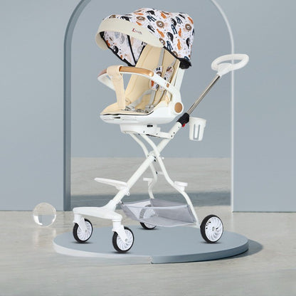 Carucior Sport Klevo 3in1, 6-36 Luni, Reversibil, Pliabil, Tavita pentru Masa, Pozitie de Somn, Centura de Siguranta, Roti 360, Suport Pahar, Copertina pentru Soare, 32x63x95cm, Crem Model Jungla