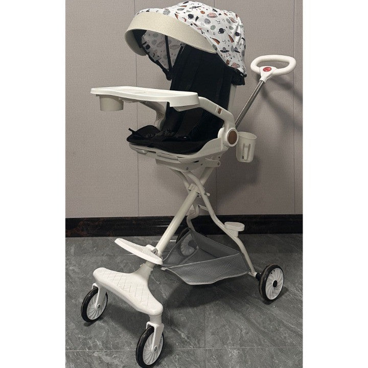 Carucior Sport Klevo 3in1, 6-36 Luni, Reversibil, Pliabil, Tavita pentru Masa, Pozitie de Somn, Centura de Siguranta, Roti 360, Suport Pahar, Copertina pentru Soare, 32x63x95cm, Bej Model Cosmos