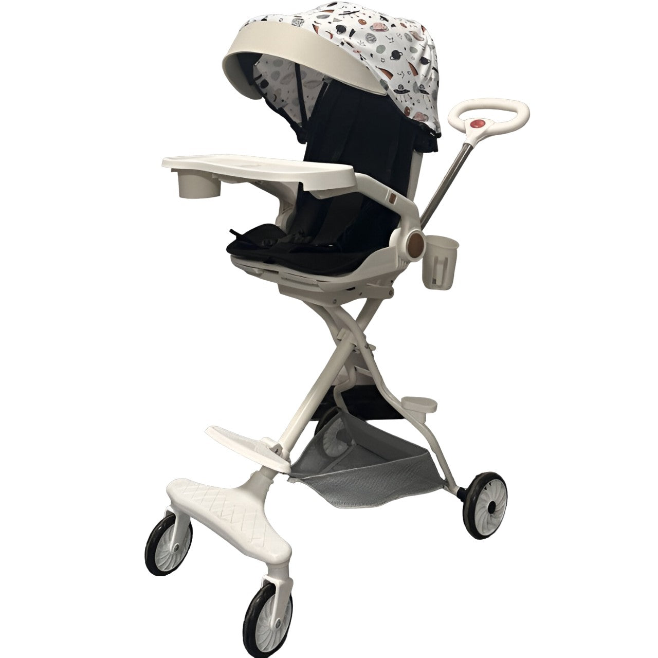 Carucior Sport Klevo 3in1, 6-36 Luni, Reversibil, Pliabil, Tavita pentru Masa, Pozitie de Somn, Centura de Siguranta, Roti 360, Suport Pahar, Copertina pentru Soare, 32x63x95cm, Bej Model Cosmos
