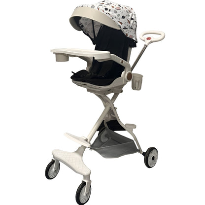 Carucior Sport Klevo 3in1, 6-36 Luni, Reversibil, Pliabil, Tavita pentru Masa, Pozitie de Somn, Centura de Siguranta, Roti 360, Suport Pahar, Copertina pentru Soare, 32x63x95cm, Bej Model Cosmos