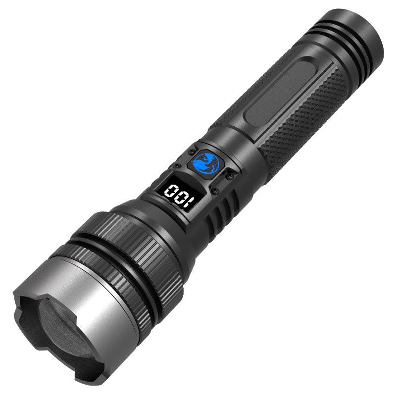 Lanterna LED Lumina Alba, Klevo, Lanterna cu Zoom Telescopic, Baterie externa, din Aluminiu + ABS, 1800 mAh, 17 x 4 x 3 cm, Negru