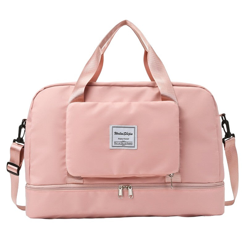 Geanta Pliabila, Klevo, pentru Voiaj, Buzunare Multiple, de Mana, Impermeabila, Material Textil, Capacitate 8 Kg, Dimensiune Deschisa 42x28x10 cm, Roz