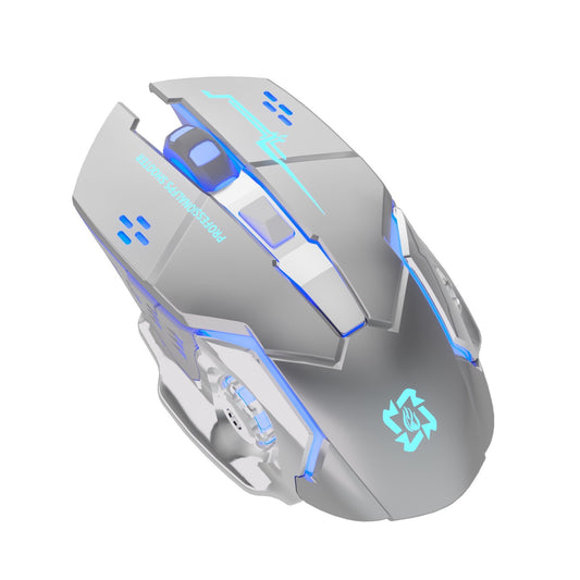 Mouse Wireless, Klevo, 6 Butoane, DPI Ajustabil 1200-3600, Iluminare RGB Tip Breathing, Reincarcabil, 138x80x38 mm, Compatibil MacBook/iPad/Laptop, Gri