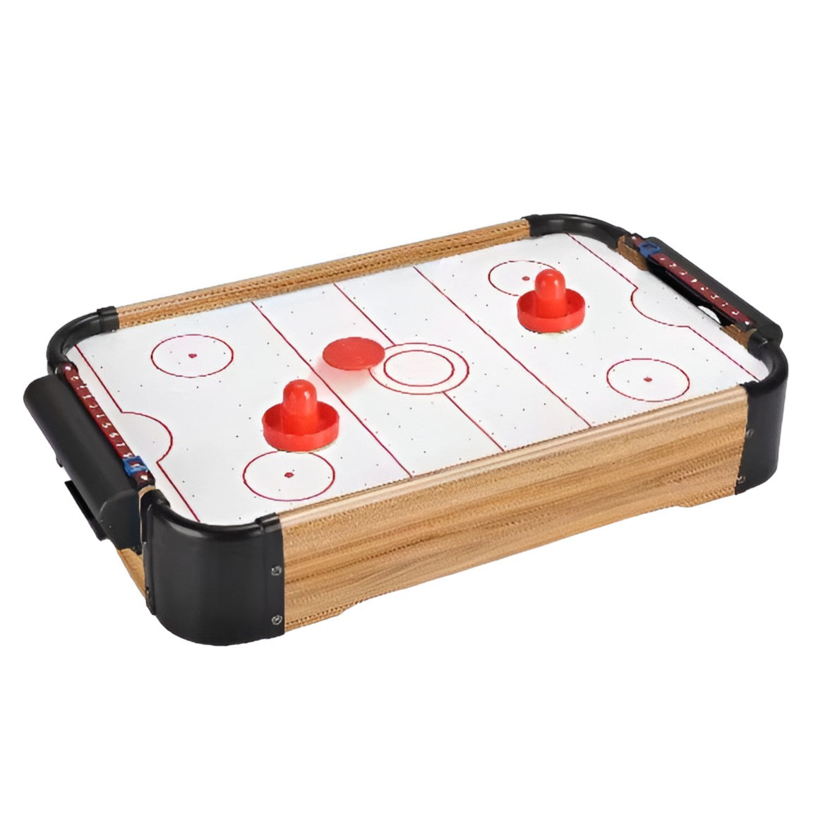 Masa Air Hockey Graffiti fara Picioare, Klevo, Lemn, 2 Pucuri, Tabela Scor, 2 Impingatoare, 57x31x9.5 cm, Maro