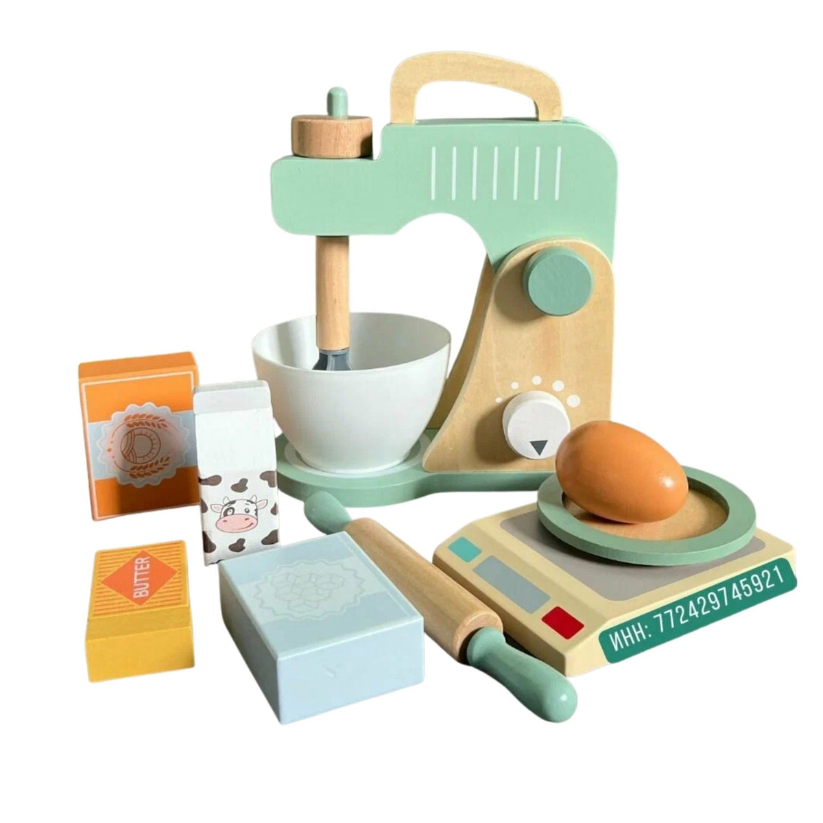 Set de Joaca Educativ, Klevo, Jucarie Montessori Interactiva pentru Gatit, Mixer de Bucatarie din Lemn, Cintar si Ingridiente, 3 ani+, Multicolor