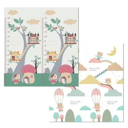 Covoras pentru Copii, Klevo, cu 2 Fete, Model Ursulet/Catelusi, din XPE+PE, Impermeabil, Antiderapant, Protectie Termica, +3 Luni, Pliabil, 150 x 200 x 1.5 cm, Multicolor