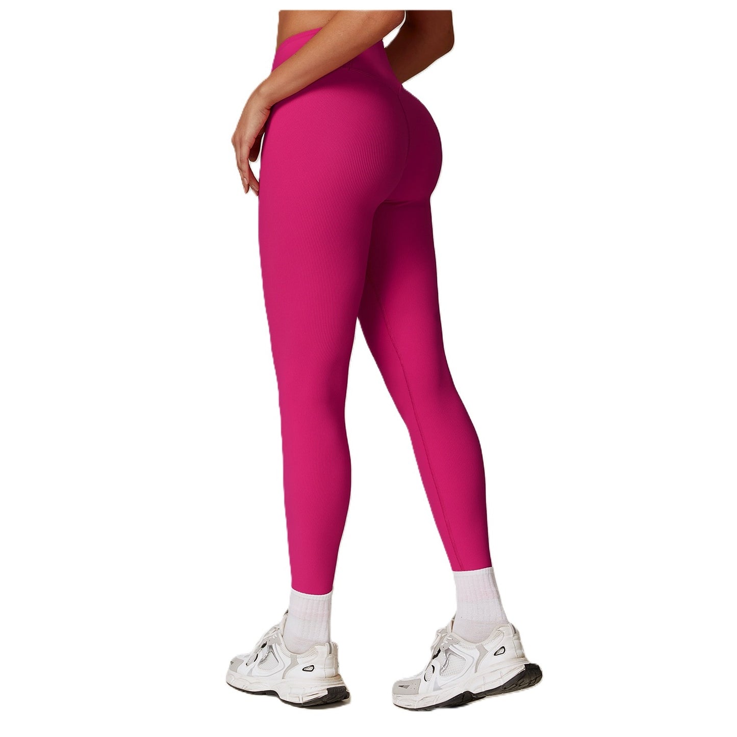 Pantaloni de Fitness/Yoga, Klevo, pentru Femei, Material Elastic, Spandex, Talie Inalta, Roz, Marime M
